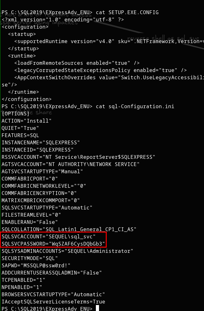 sql_svc creds
